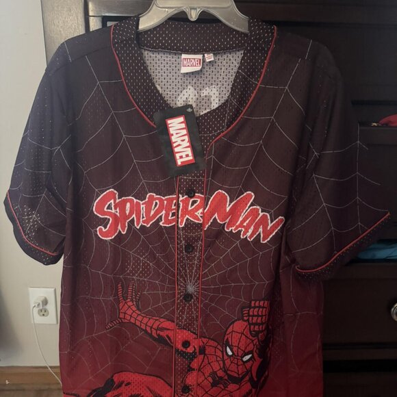 MARVEL mens XL spiderman JERSEY NEW! - Picture 1 of 2